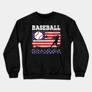 American Flag Baseball Grandpa Costume Player Coach Crewneck Sweatshirt